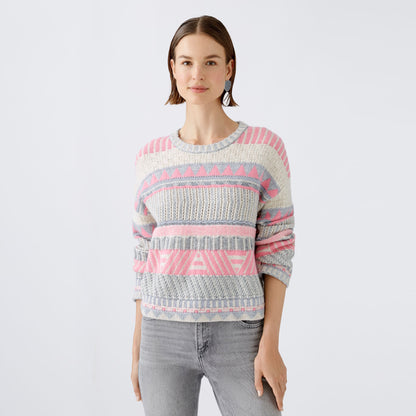 Intarsia Jumper - Pink Grey