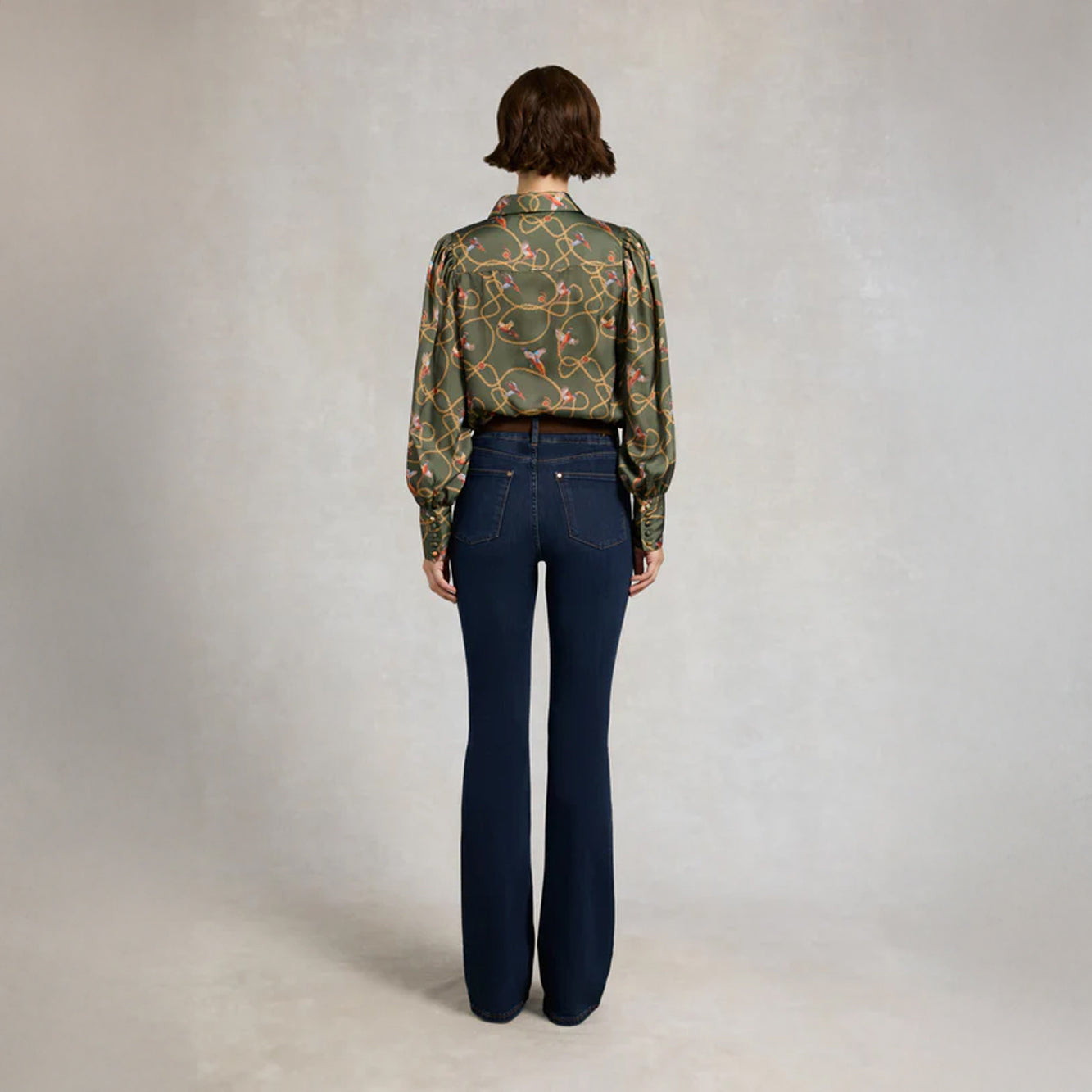 Isla Satin Shirt - Khaki Pheasant