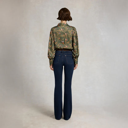 Isla Satin Shirt - Khaki Pheasant