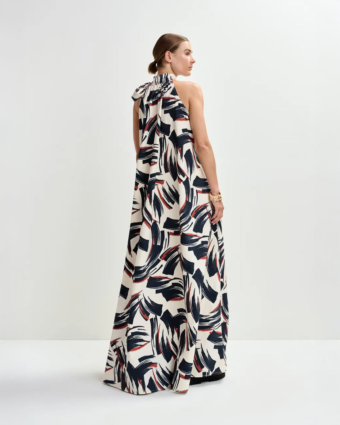 Jayda High Neck Maxi-Dress - Burned Red