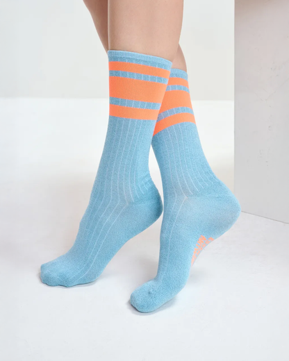 Jinnie Striped Lurex Socks - Basil Smash