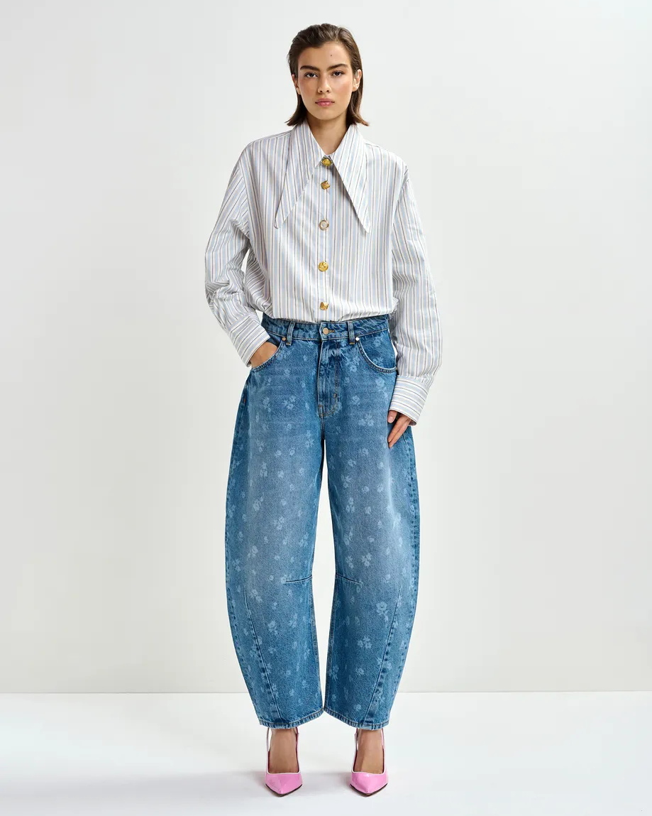 Jo1 Barrel Leg Jeans - Quiet Pool