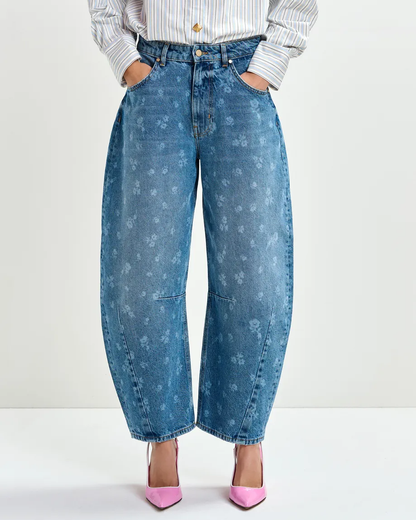Jo1 Barrel Leg Jeans - Quiet Pool