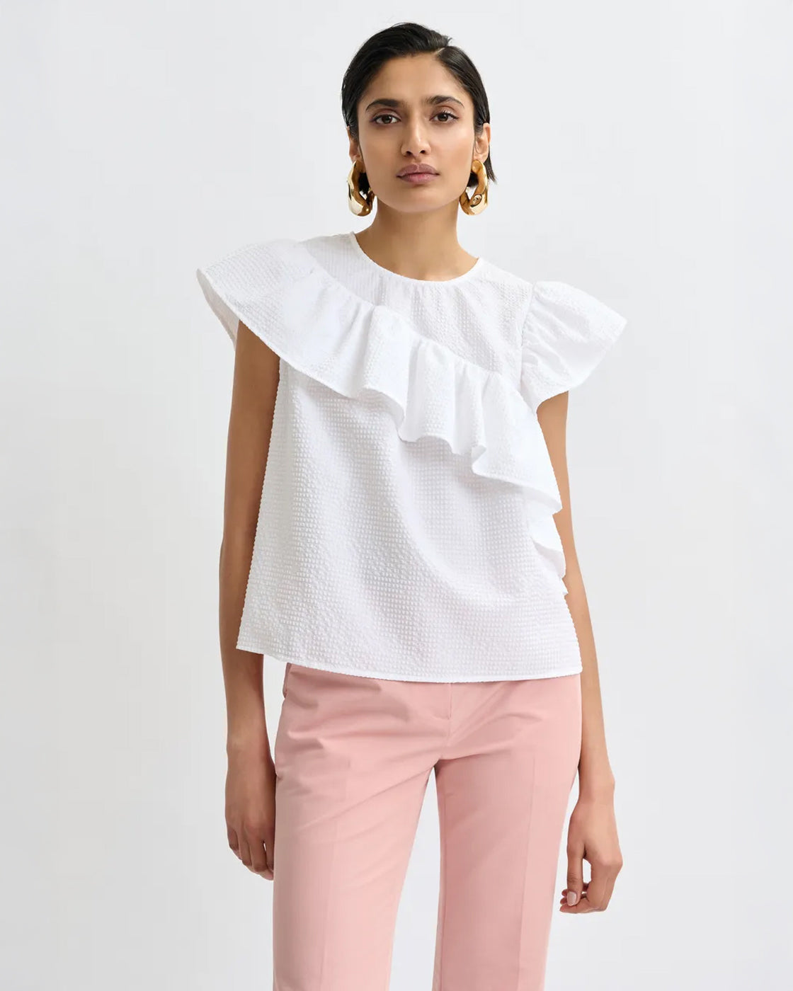 Joojoo Ruffle Top - White