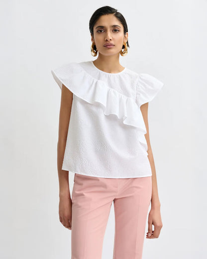 Joojoo Ruffle Top - White