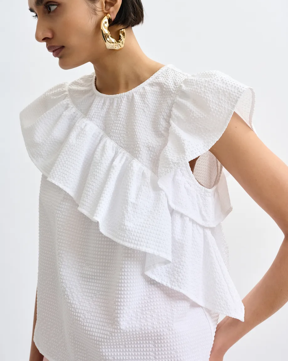 Joojoo Ruffle Top - White