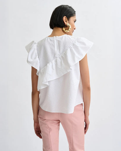 Joojoo Ruffle Top - White