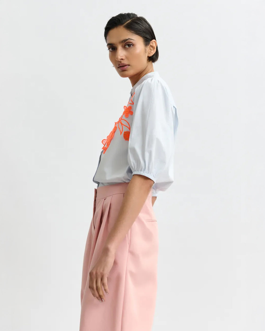 Jorja Applique Flower Shirt - Lake View