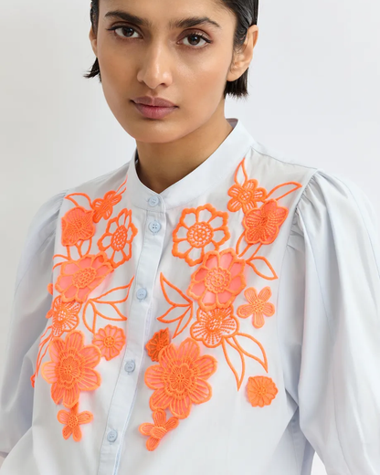 Jorja Applique Flower Shirt - Lake View