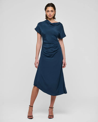 Jacinta Dress With Pleat Detail - Space
