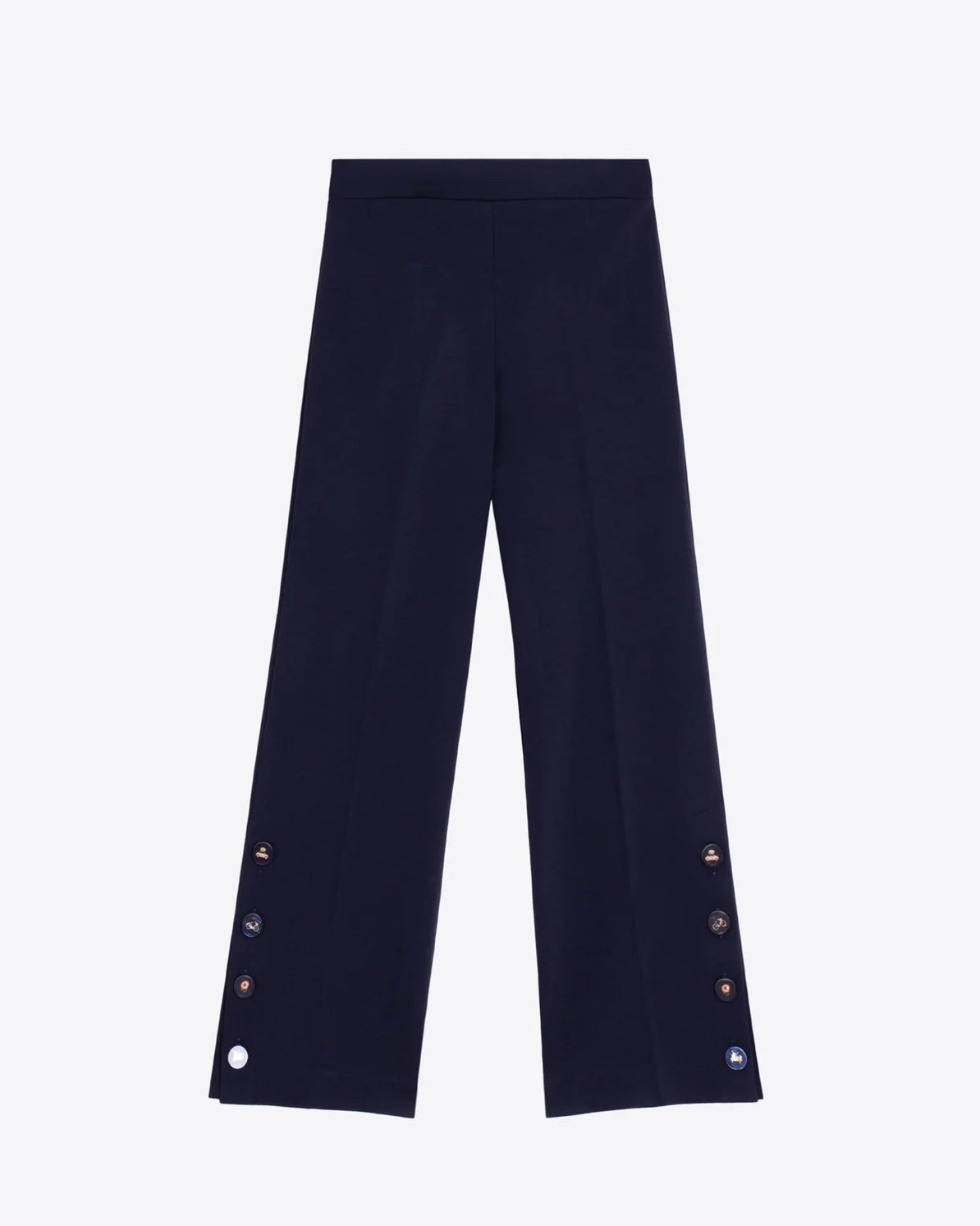 Jersey Button Hem Trouser - Navy