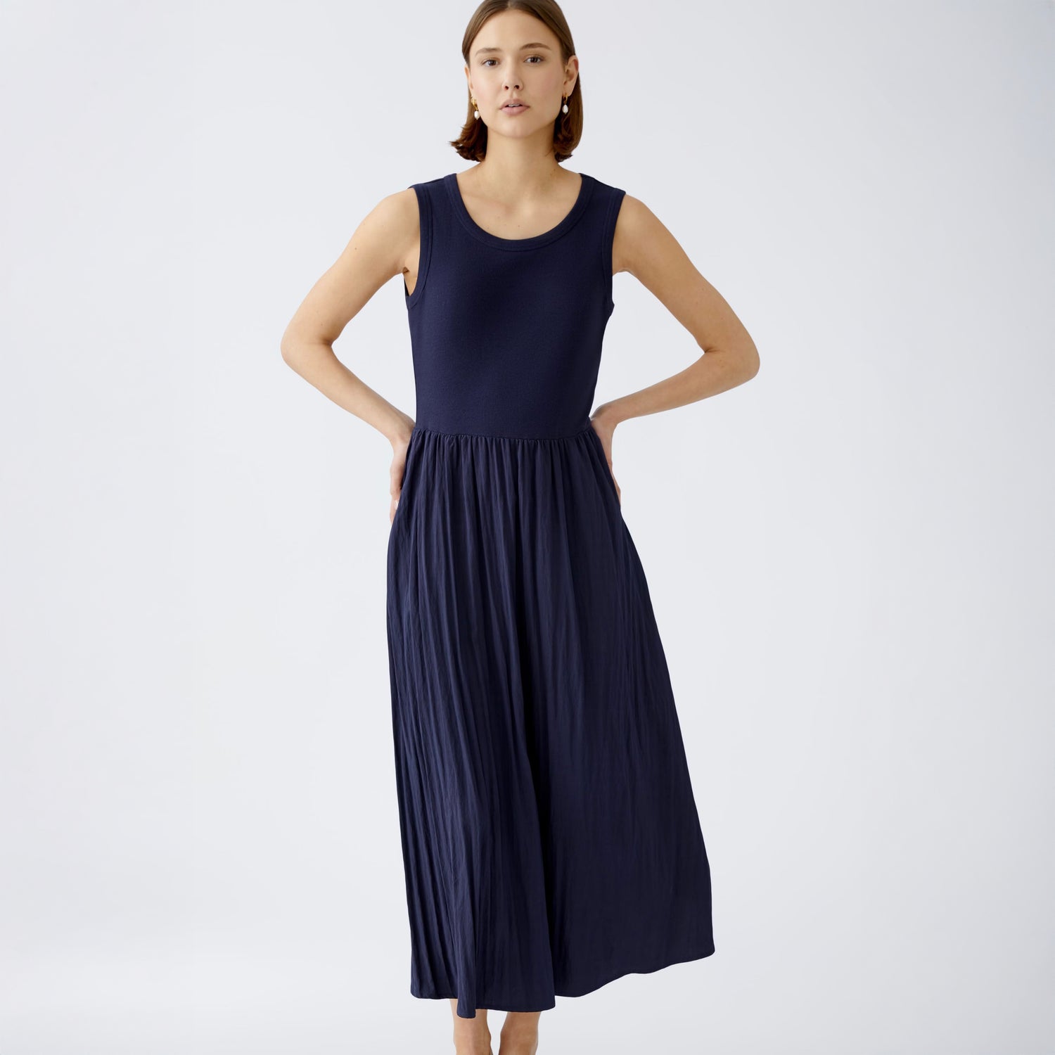 Jersey/Cotton Dress - Dark Blue