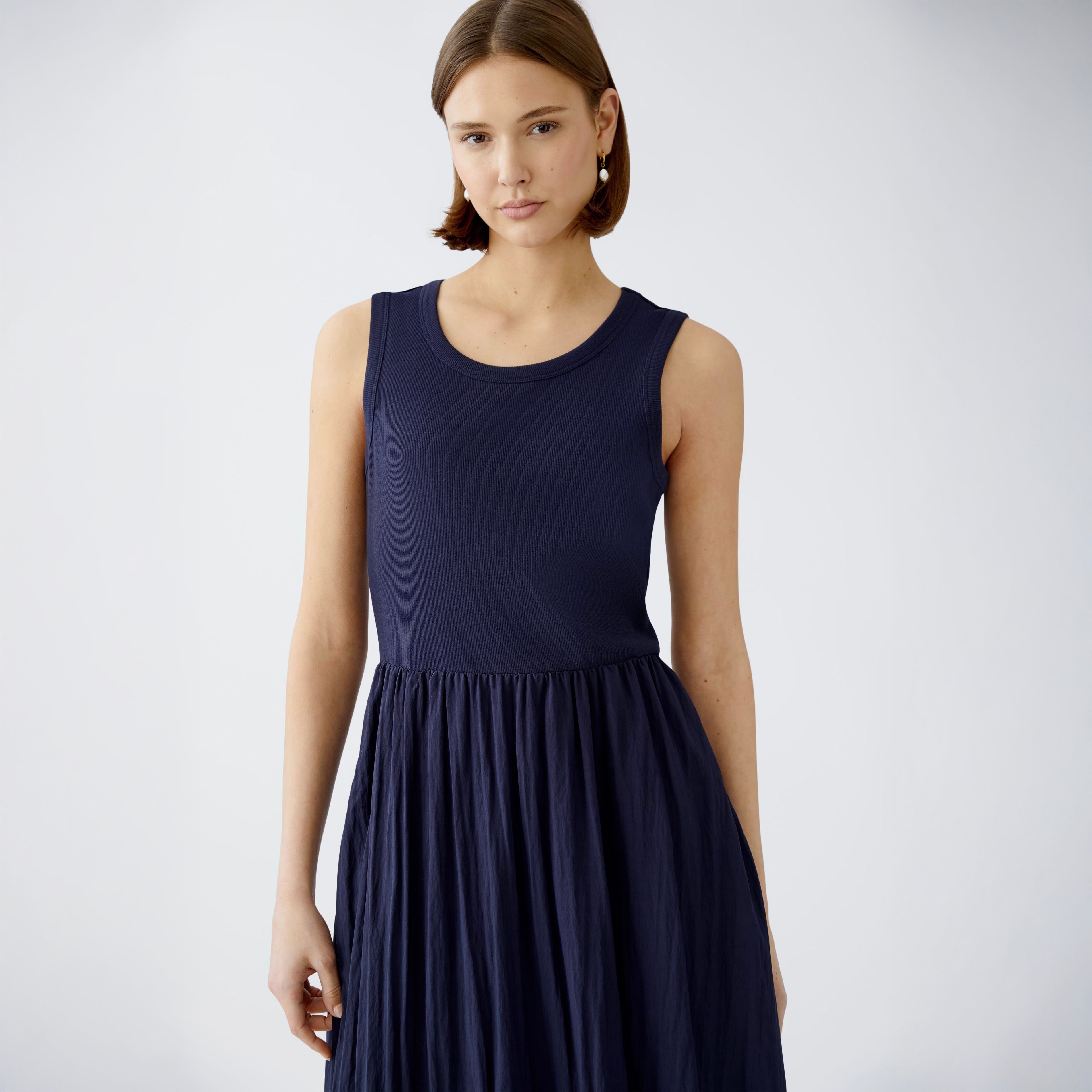 Jersey/Cotton Dress - Dark Blue