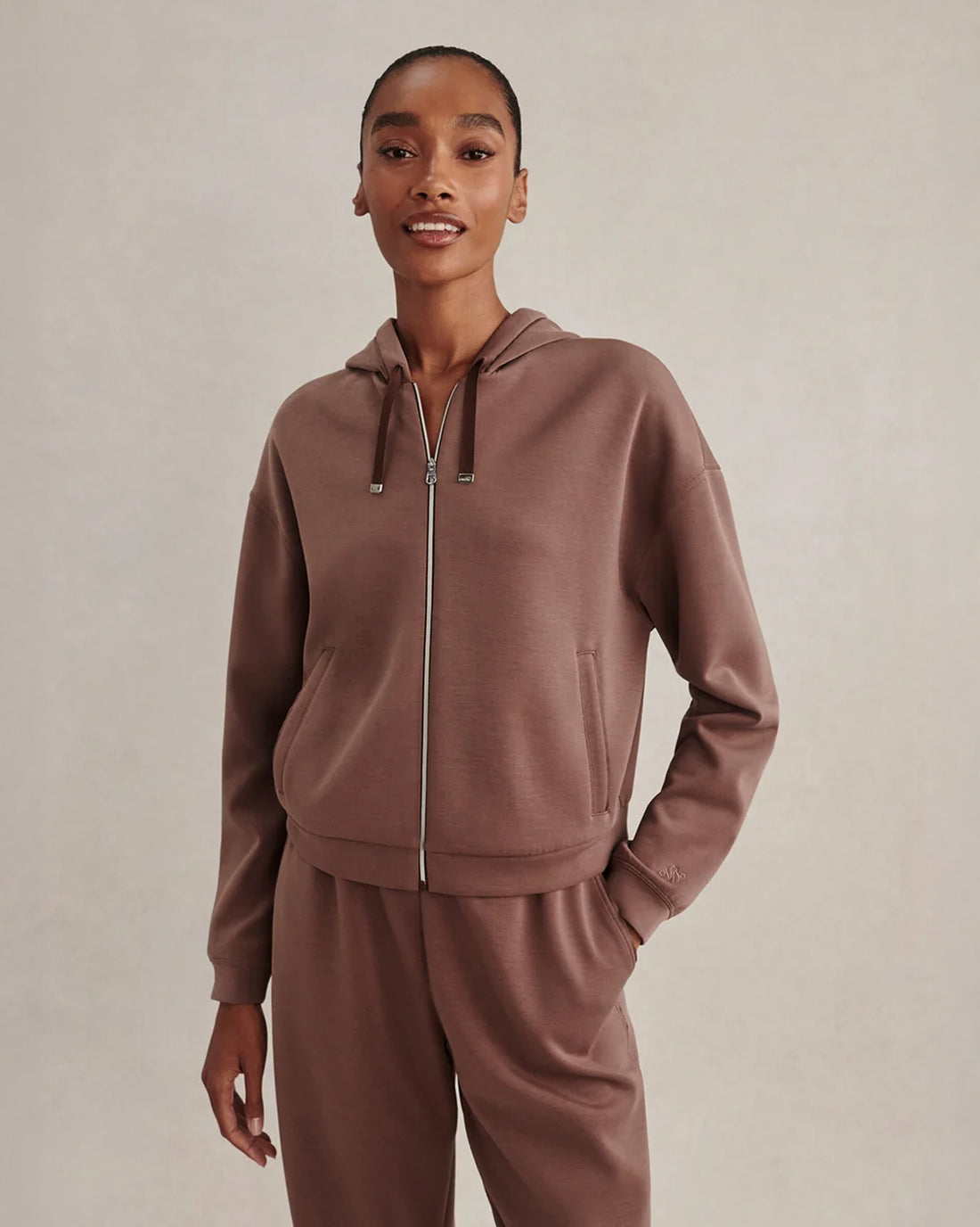 Jorgie Zip Through Hoodie - Coffee Quartz