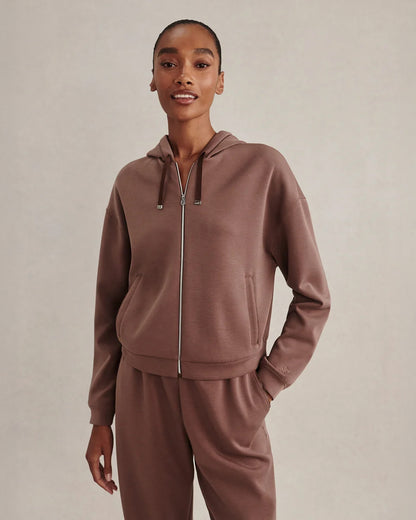 Jorgie Zip Through Hoodie - Coffee Quartz