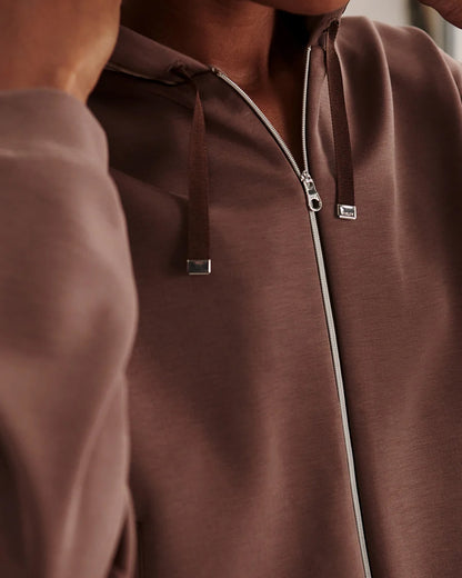 Jorgie Zip Through Hoodie - Coffee Quartz