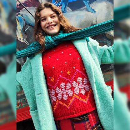 Jumpy Embroidered Knit Vest - Red