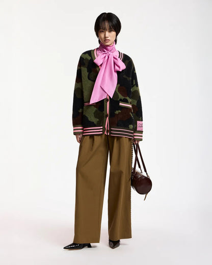 Kamoo Camouflage Knit Cardigan - Dusty Green