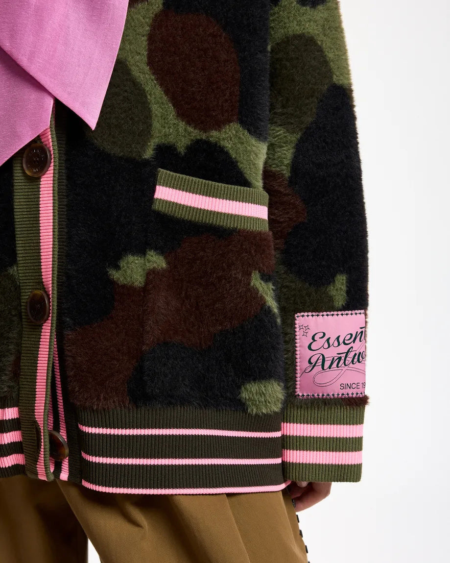 Kamoo Camouflage Knit Cardigan - Dusty Green
