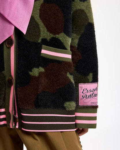 Kamoo Camouflage Knit Cardigan - Dusty Green