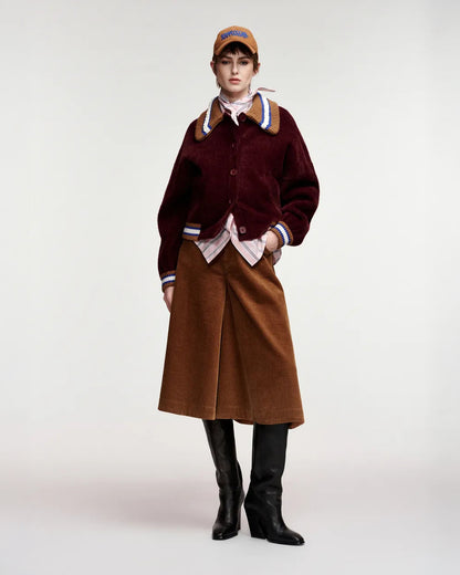 Kamore Knit Jacket With Collar - Wine Not