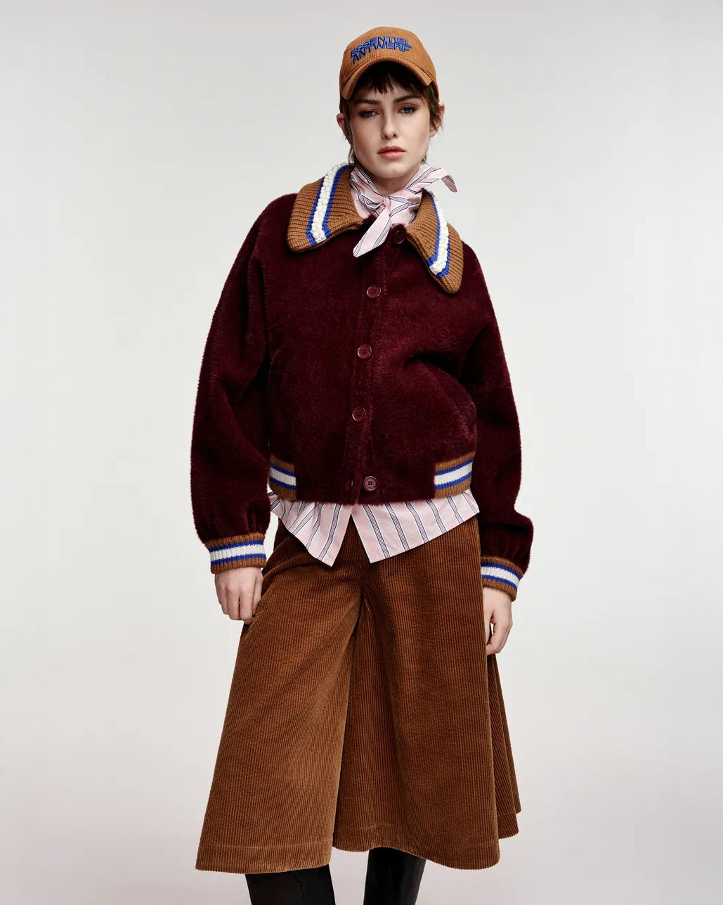 Kamore Knit Jacket With Collar - Wine Not