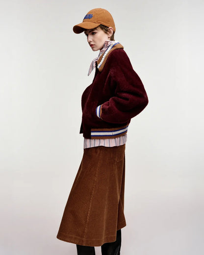 Kamore Knit Jacket With Collar - Wine Not