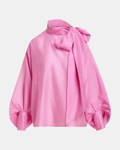 Karismatic Pussy Bow Tie Top - Millenial Pink