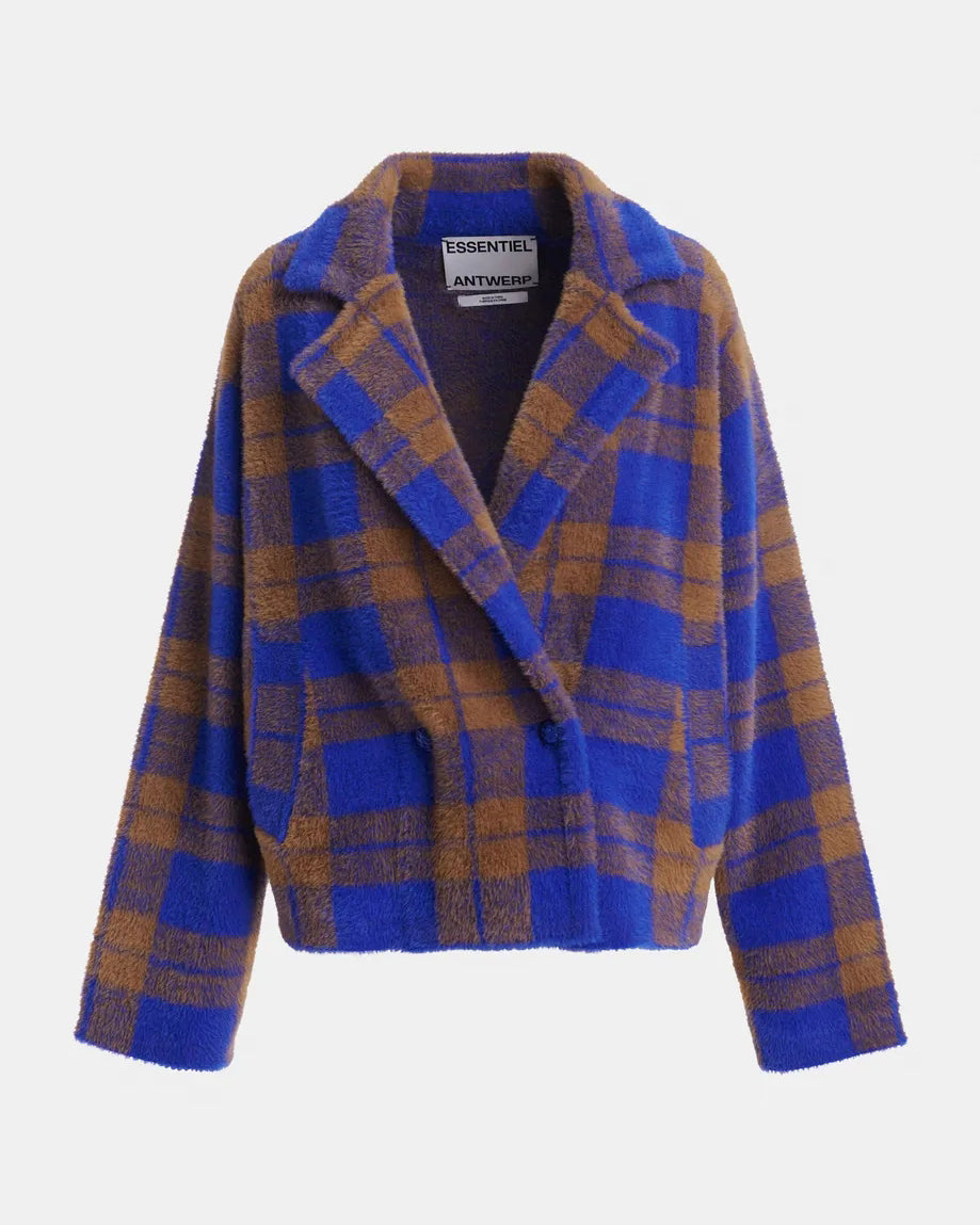 Karreau Check Cardigan - Indigo Ink