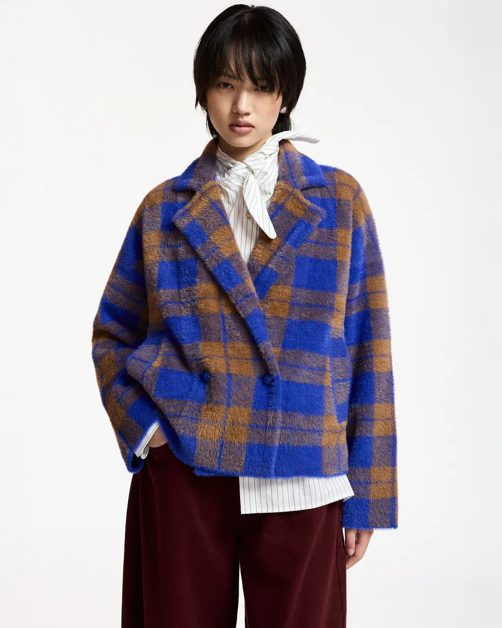 Karreau Check Cardigan - Indigo Ink