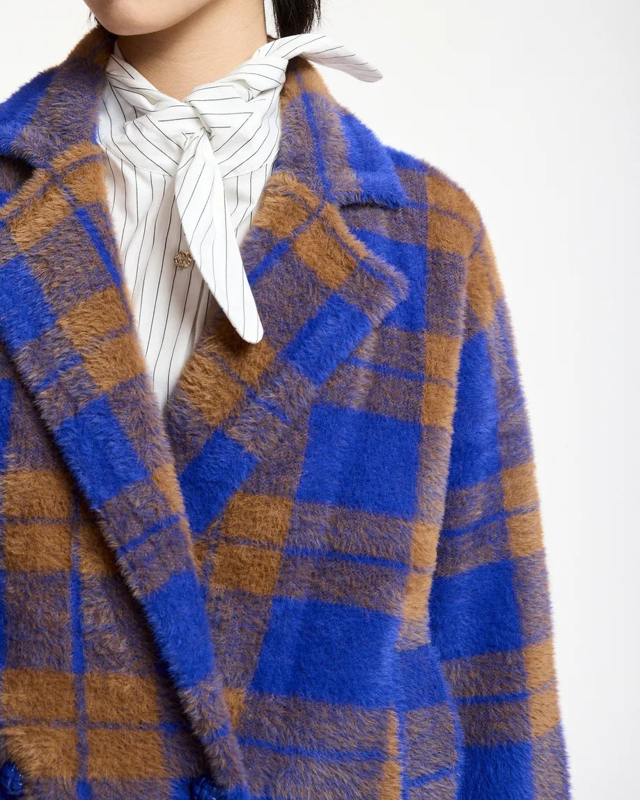 Karreau Check Cardigan - Indigo Ink