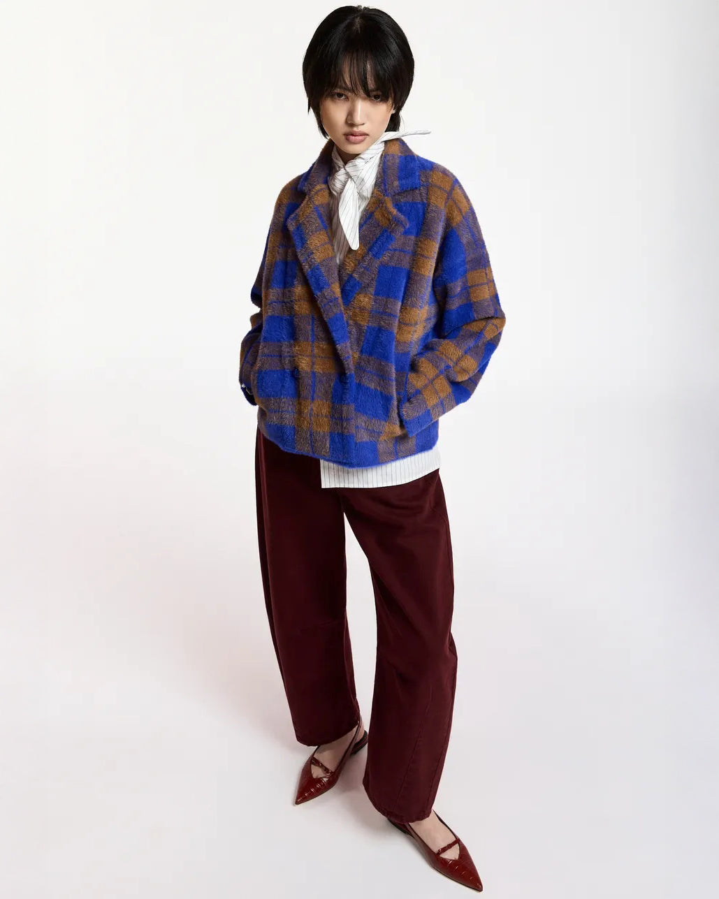 Karreau Check Cardigan - Indigo Ink