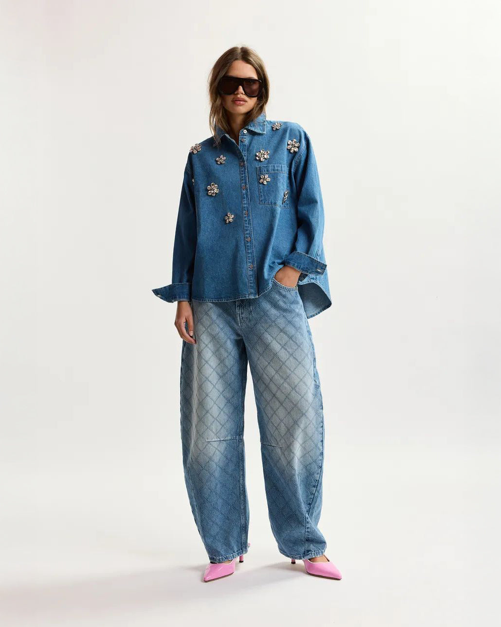 Katsu Barrel Leg Jeans - Aquamarine
