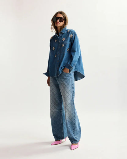 Katsu Barrel Leg Jeans - Aquamarine
