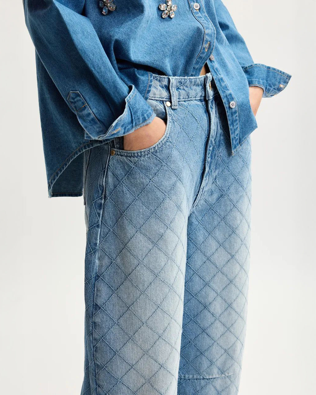 Katsu Barrel Leg Jeans - Aquamarine