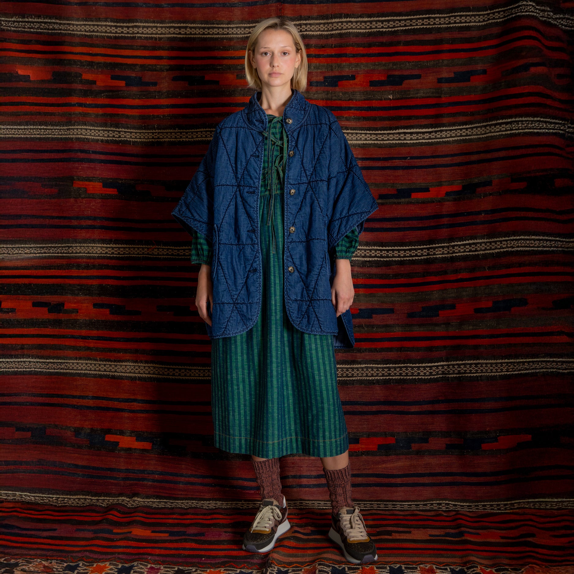 Kiki Quilted Cape - Denim
