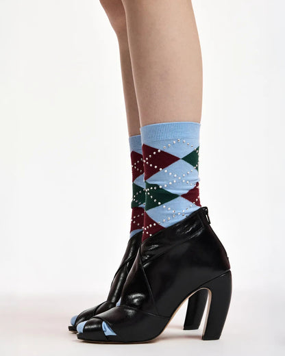 Kurlington Checked Socks - Azure Affair
