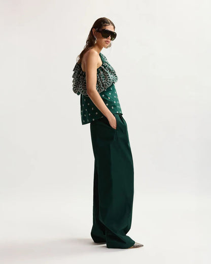 Kurry Barrel Leg Trousers - Bottle Green