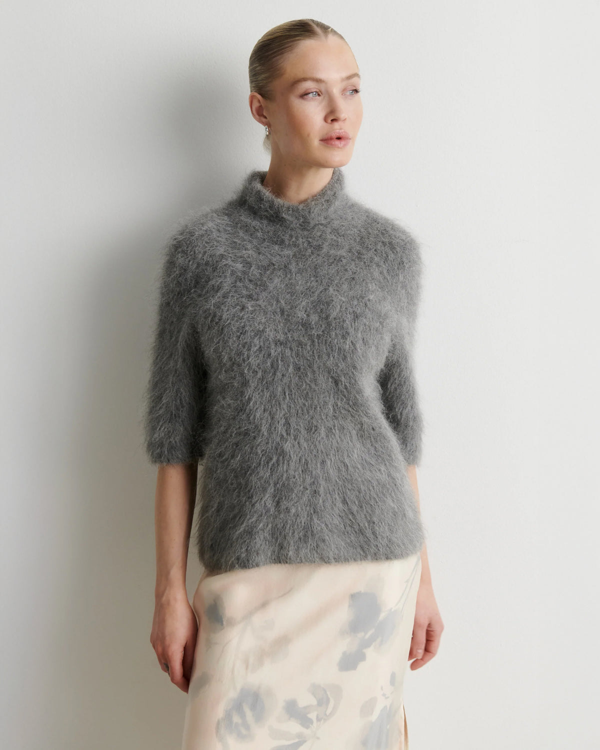 Karla Short Sleeve Knit - Dark Grey Melange