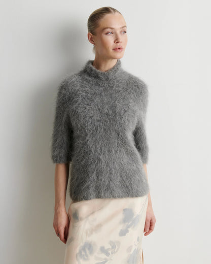 Karla Short Sleeve Knit - Dark Grey Melange