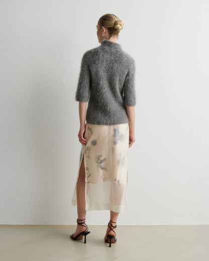 Karla Short Sleeve Knit - Dark Grey Melange