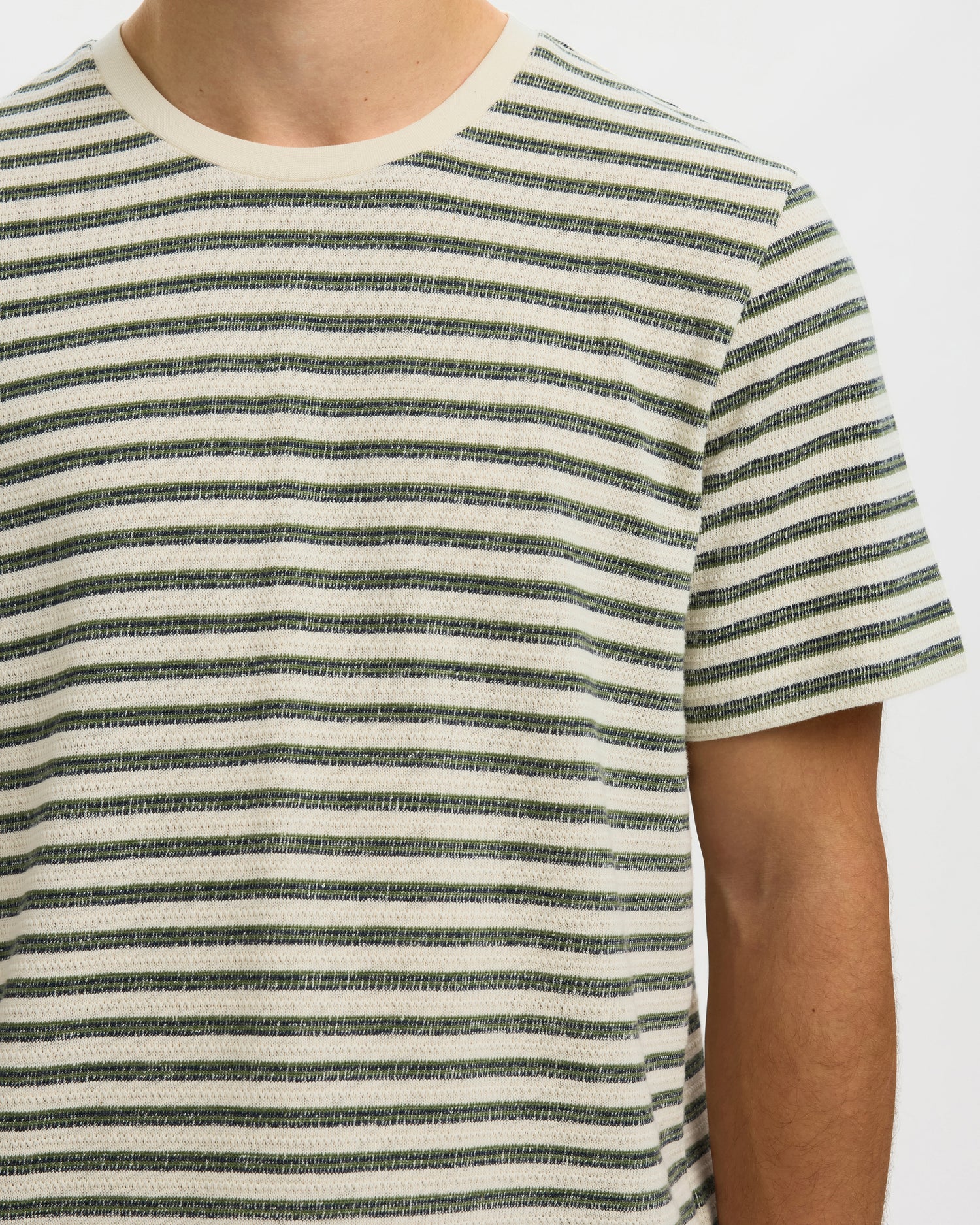 Kevin Stripe Short Sleeve O-Neck Tee - Egret