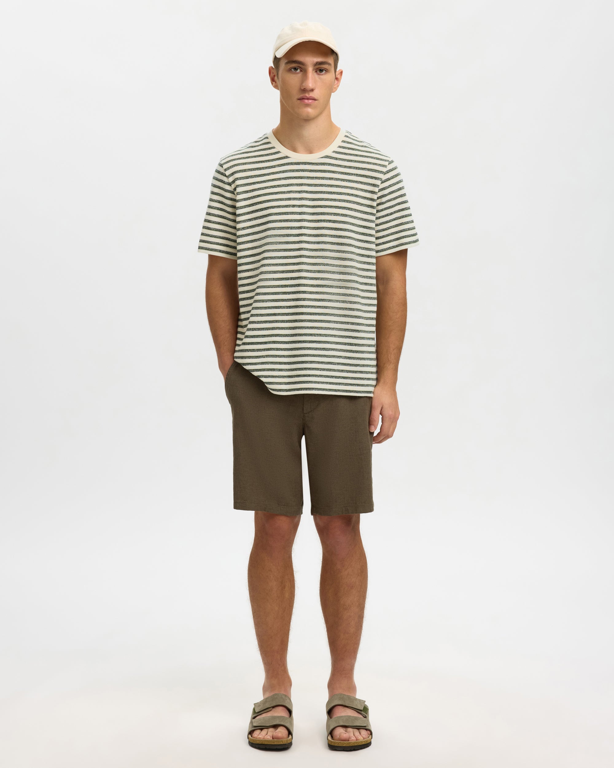 Kevin Stripe Short Sleeve O-Neck Tee - Egret