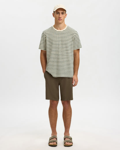Kevin Stripe Short Sleeve O-Neck Tee - Egret