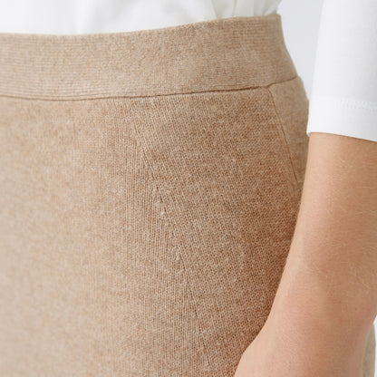 Knitted Long Skirt - Beige Melange