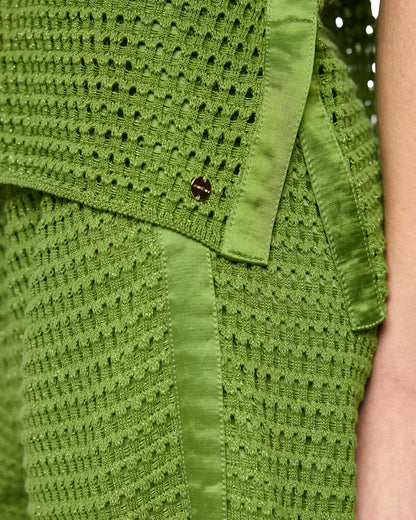 Knitted Polo Top - Green