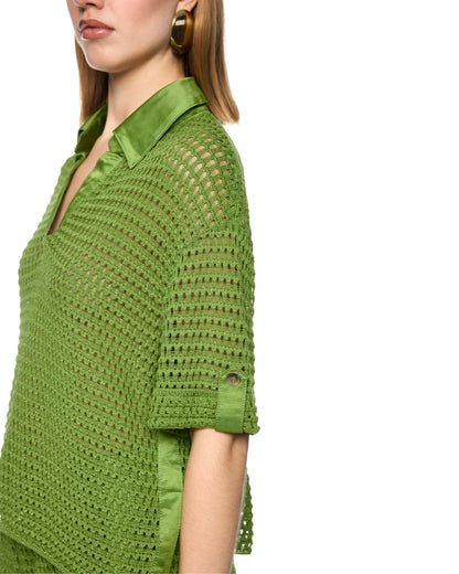 Knitted Polo Top - Green