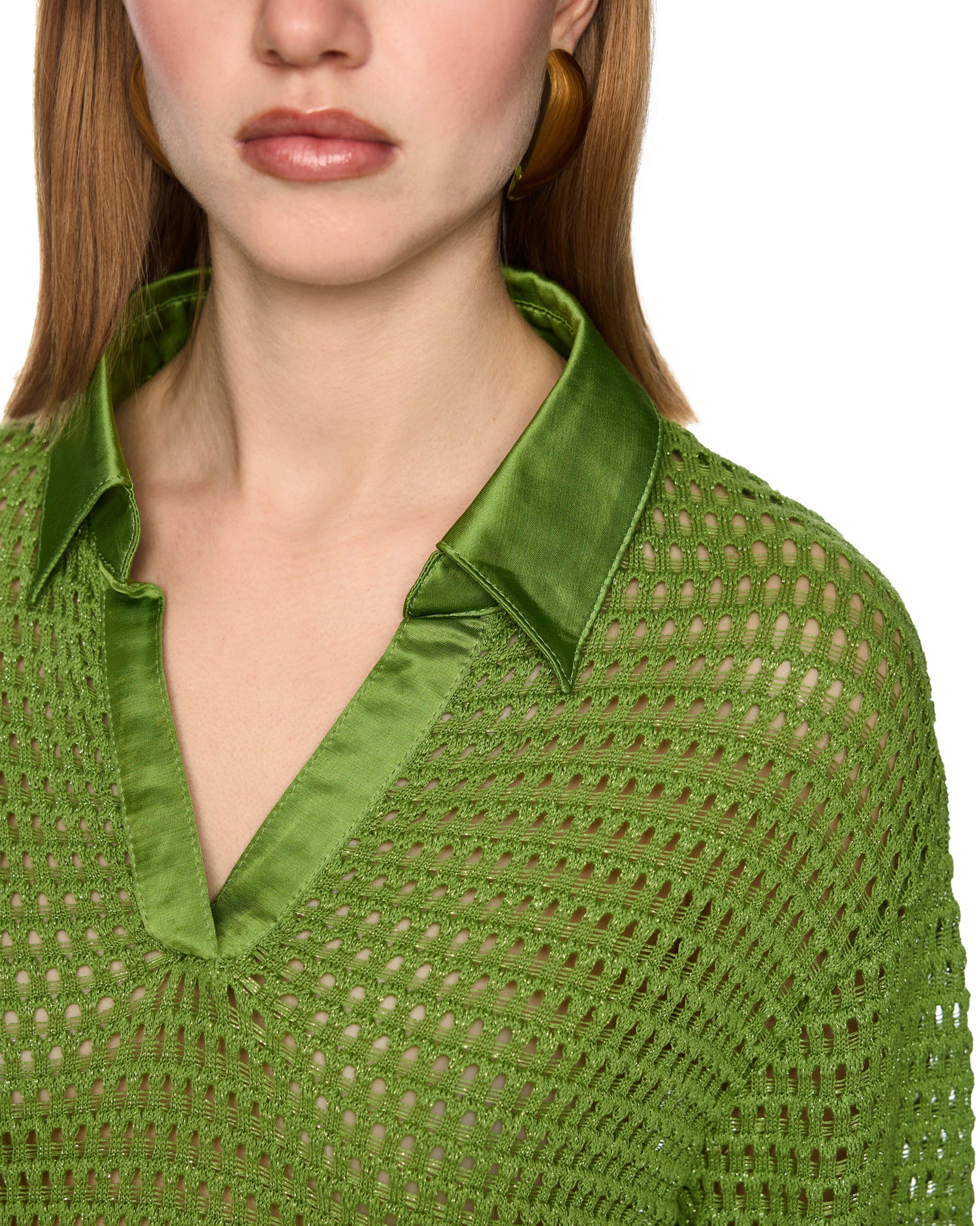 Knitted Polo Top - Green