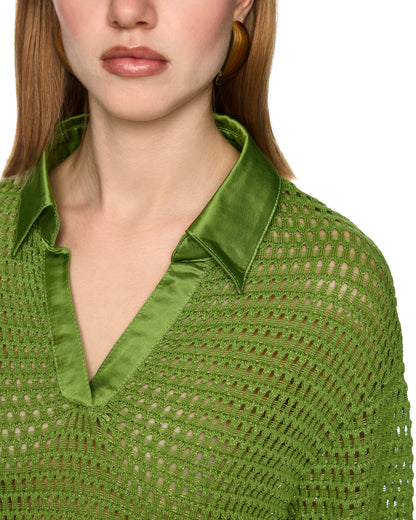Knitted Polo Top - Green