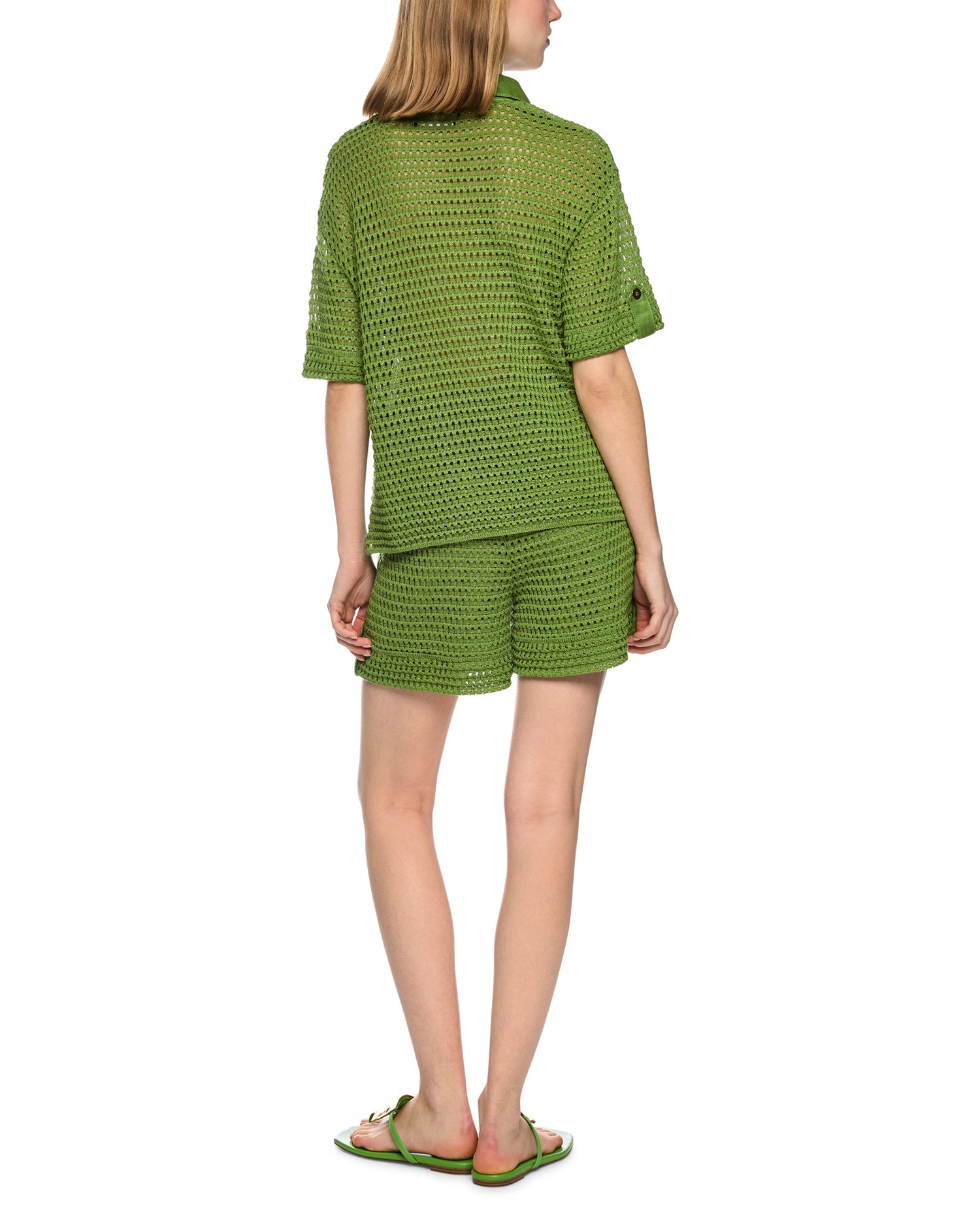 Knitted Polo Top - Green